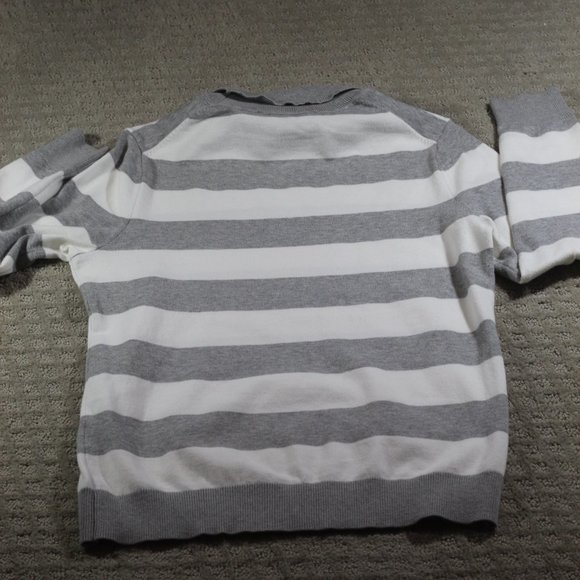Tommy Hilfiger Size M Grey & White Striped Turtle Neck Sweater - Picture 2 of 5